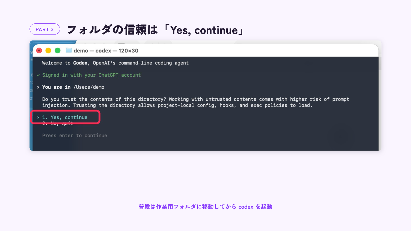 Do you trust the contents of this directory? の確認画面