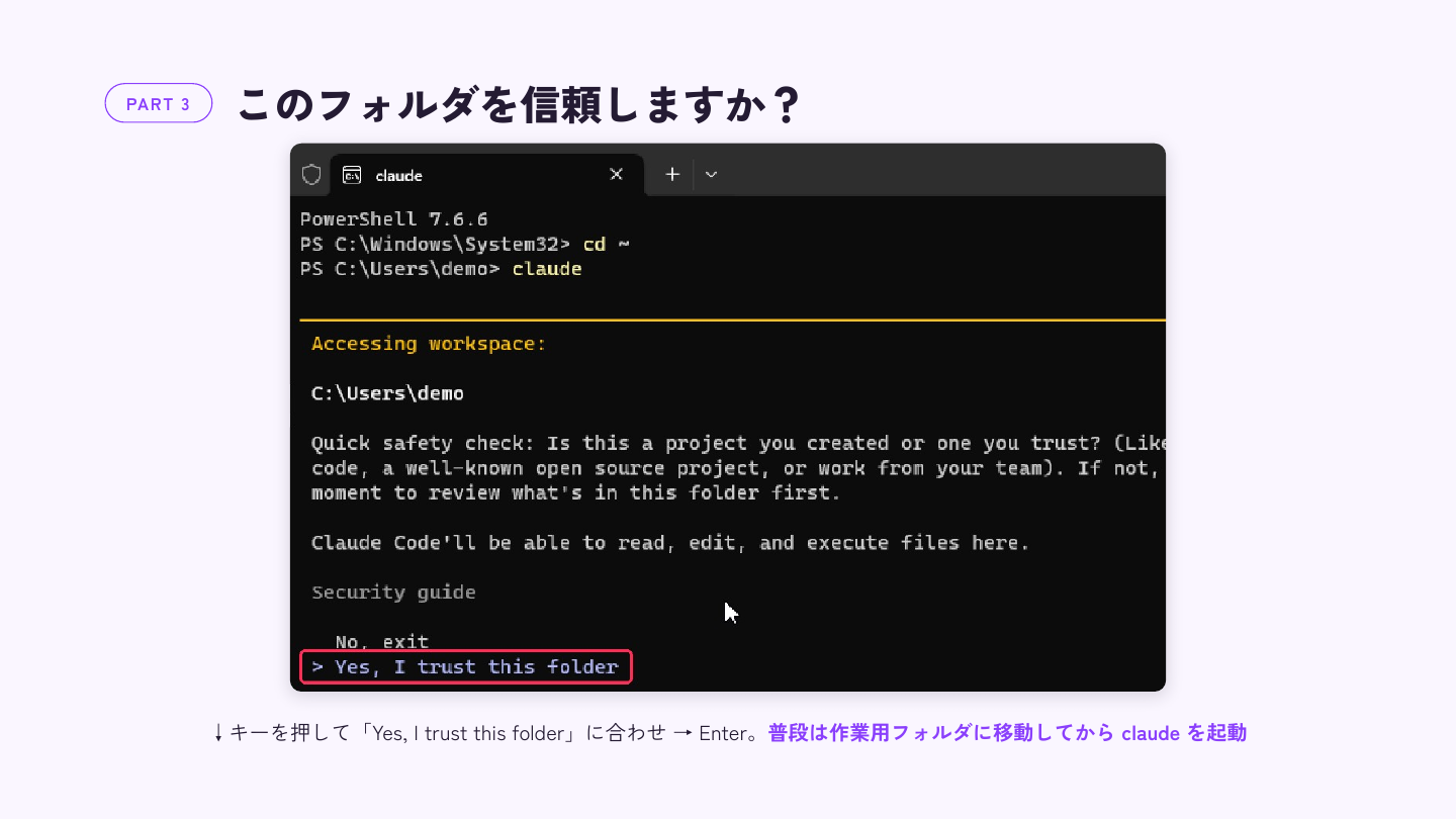 Yes, I trust this folder を選ぶ画面