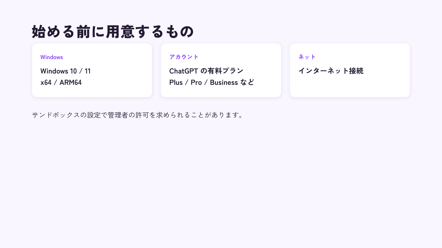 Windows 10 / 11、ChatGPTの有料プラン、インターネット接続