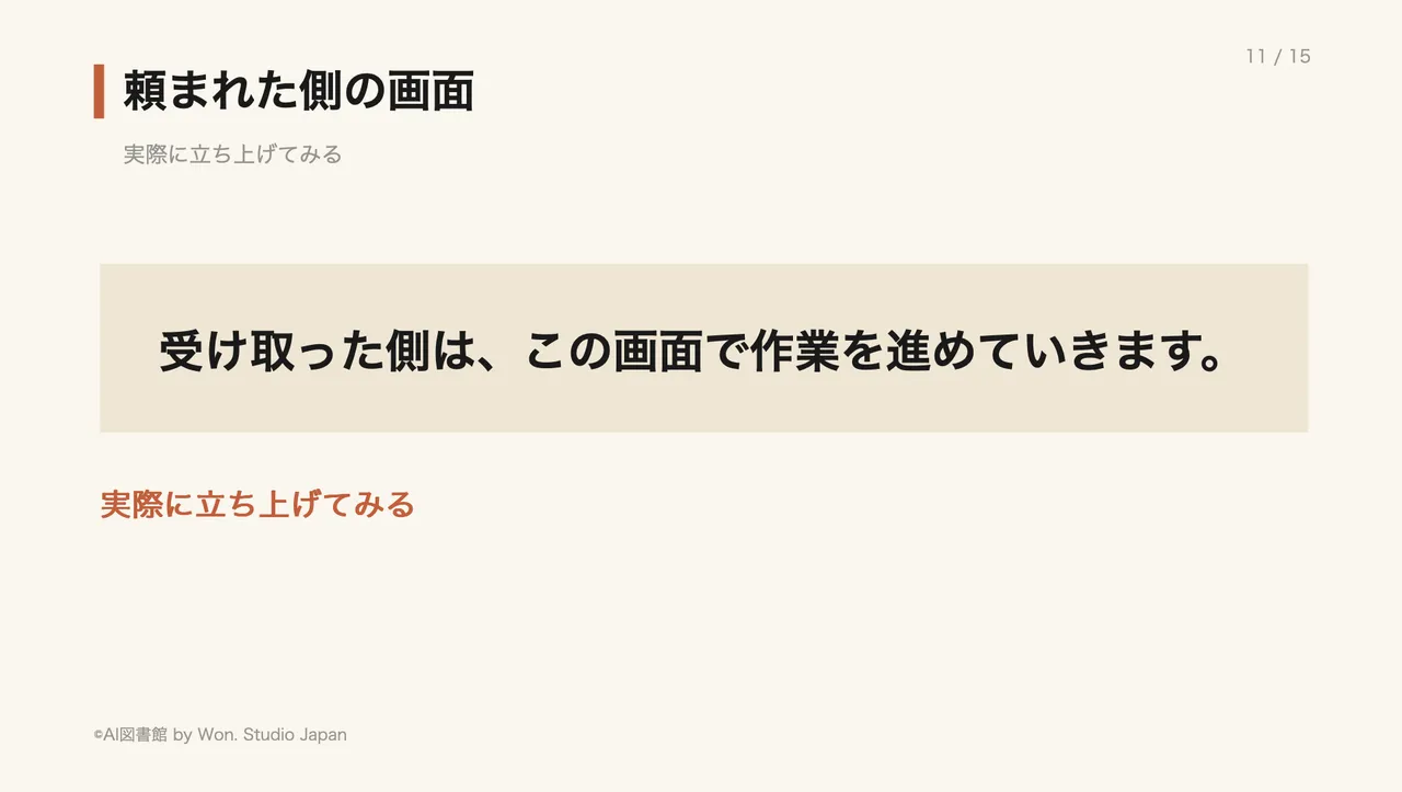 頼まれた側の画面