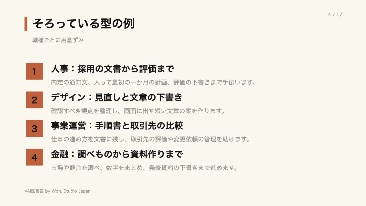 そろっている型の例